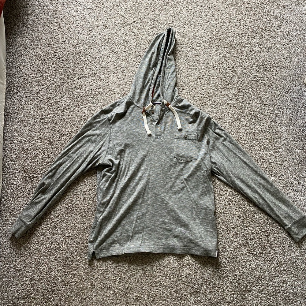 Ruff Hewn Gray Hoodie with White/Leather string design